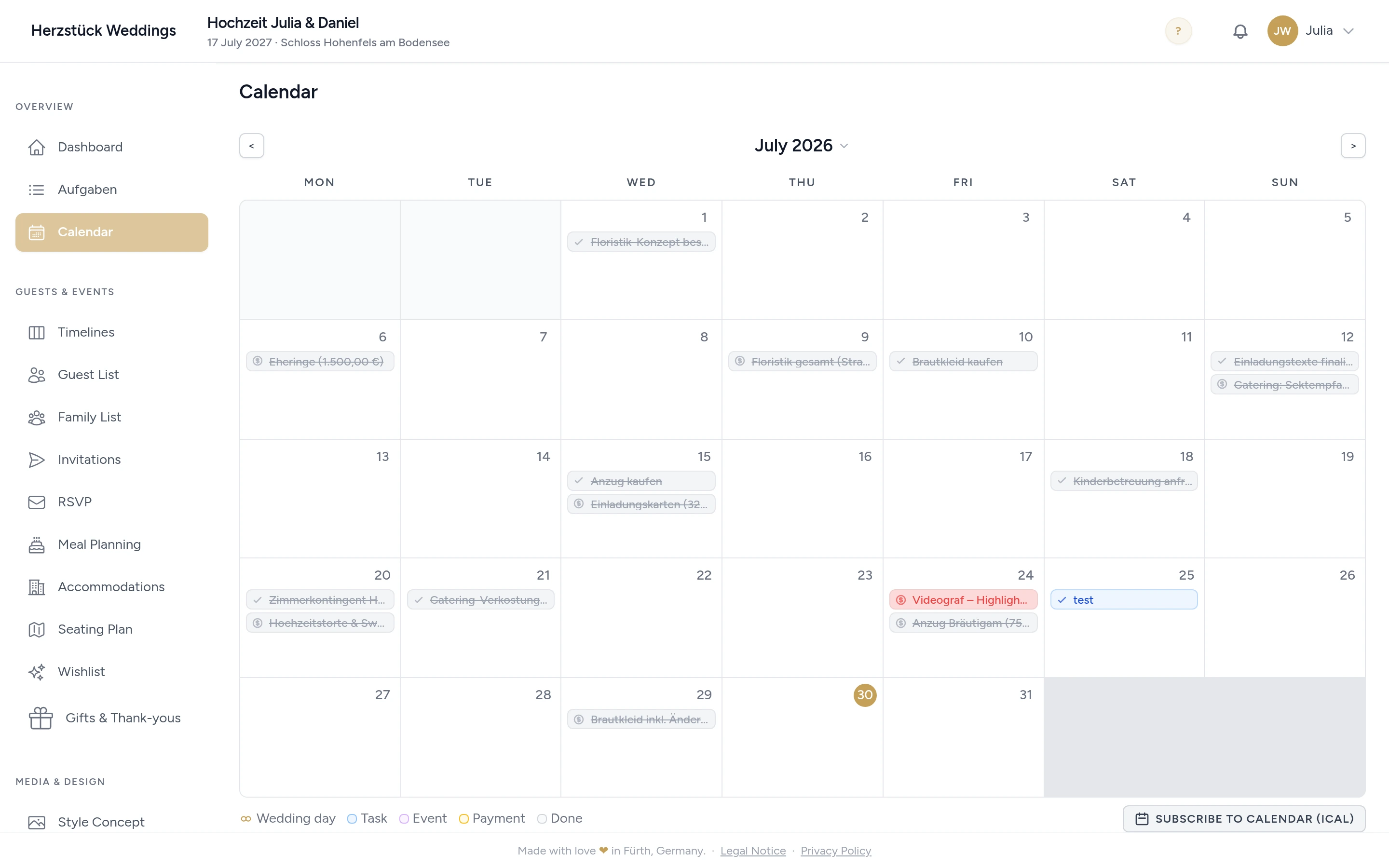 Calendar & reminders